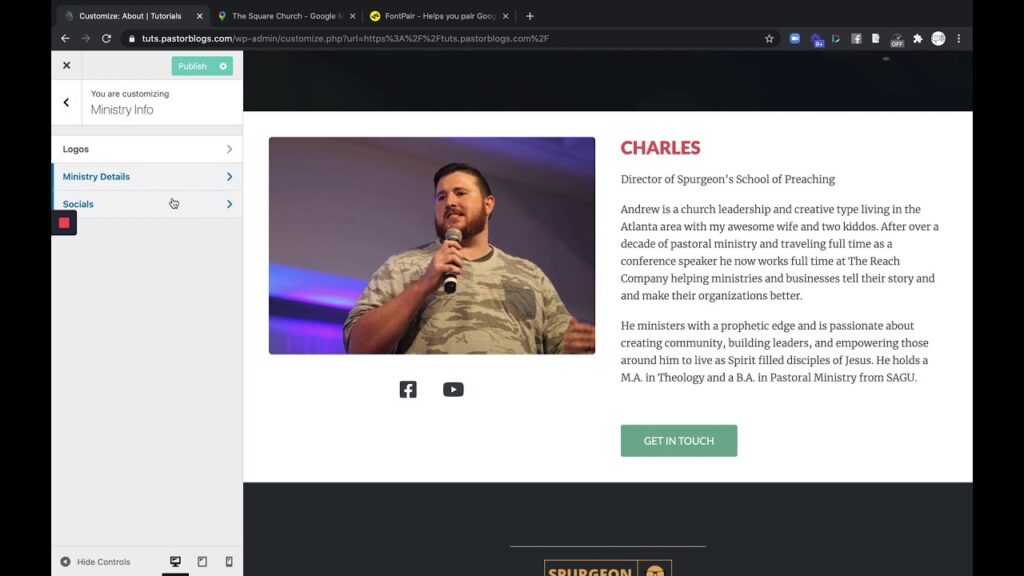 Updating Ministry Details and Socials